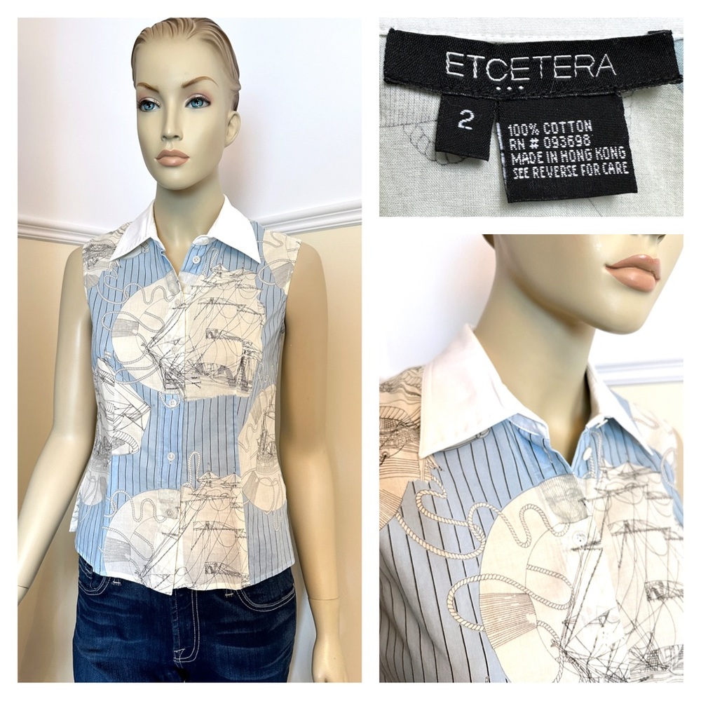 Etcetera Nautical Print Sleeveless Top
